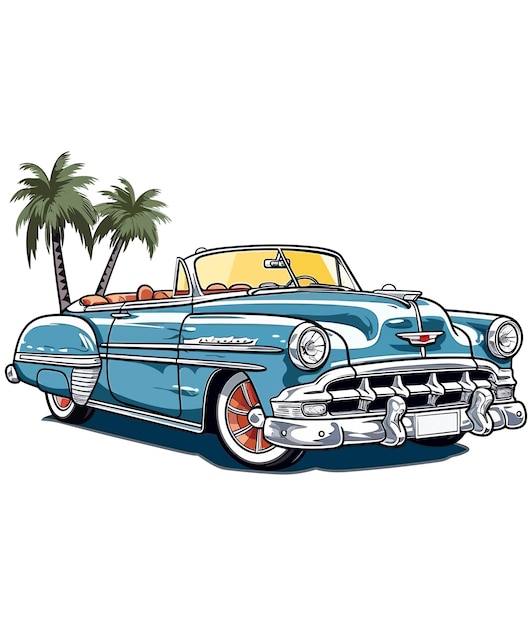 vintage classic car illustration vintage classic car on white background