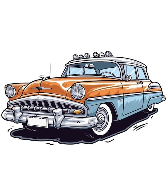 Vintage Classic Car Illustration Vintage Classic Car on white background