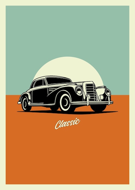 Vector vintage classic car poster vector illustration