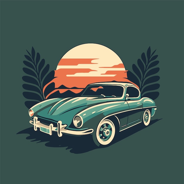 Vector vintage classic car retro vector style illustration