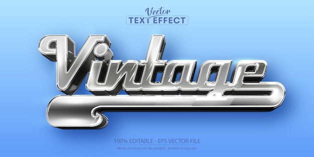 Vintage classic car text effect editable 80s silver text style