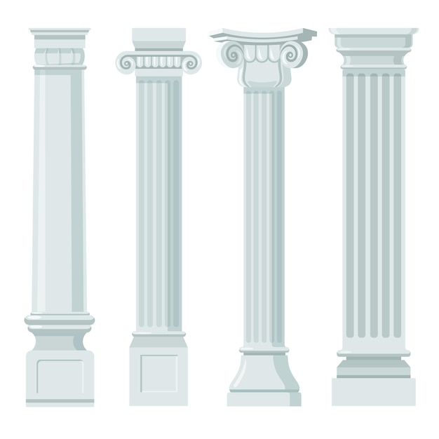 Vector vintage classic columns flat set