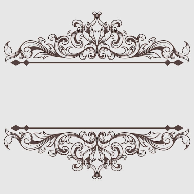 Ornamento barocco classico d'epoca e elemento di design decorativo filigrana