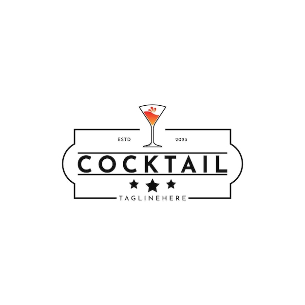 Vintage Cocktail logo design idea alcohol drink icon Retro cocktail glass vector design template