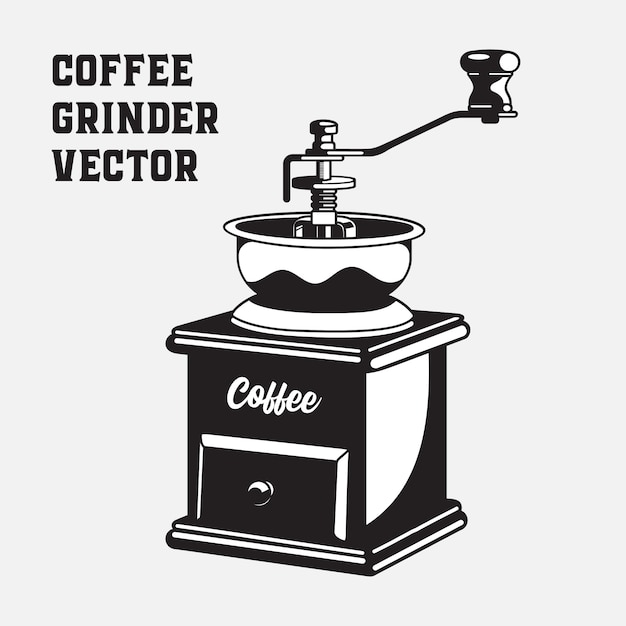 Vector vintage coffee grinder monochrome