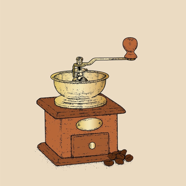 Vintage coffee grinder Vector illustration for a postcard or a poster