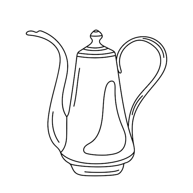 Vintage coffee kettle in doodle style