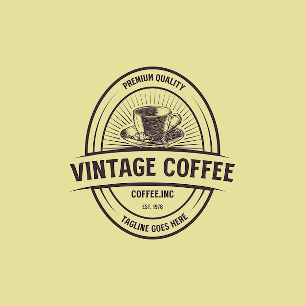 Logo del caffè vintage per marchio, confezione, segno, simbolo, logotipo e altro ancora