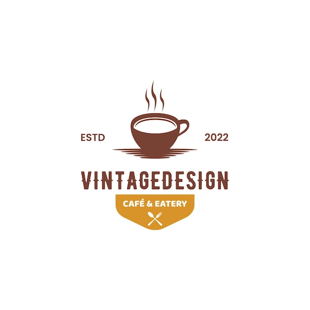 Distintivo dell'emblema del design del logo del caffè vintage