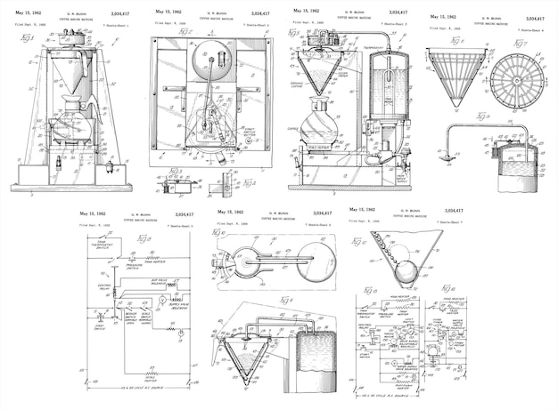 Vintage Coffee Making Machine patent van 1959