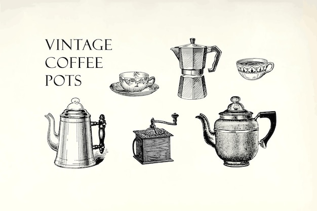 Vector vintage coffee pots vectors