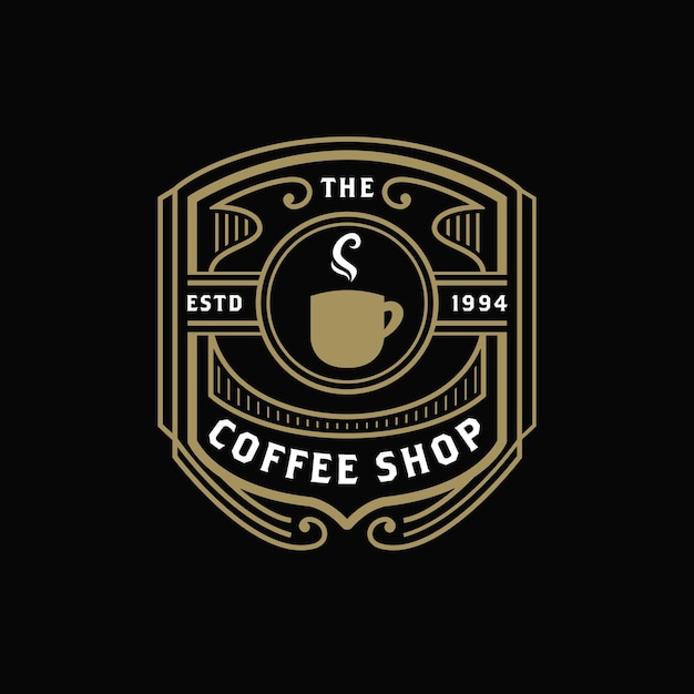 Vintage coffee shop cafe logo badge icon template