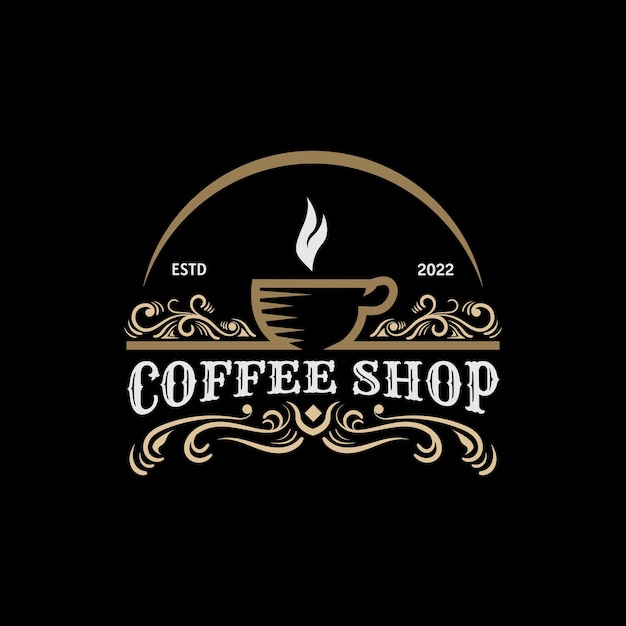 Vintage coffee shop design logo template