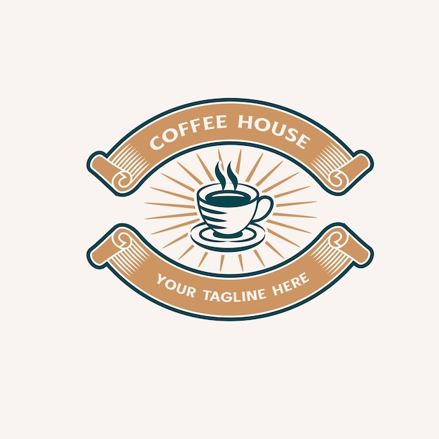 Vettore logoxa dell'emblema della caffetteria vintage