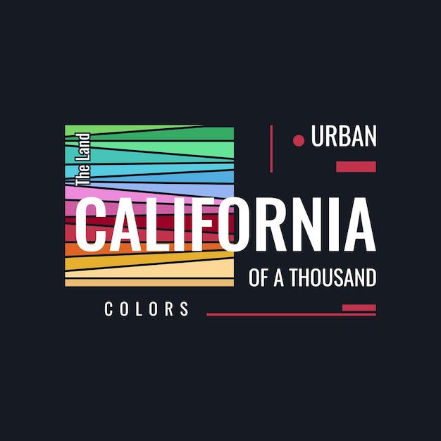 Vintage colorful California typography vector tshirt design