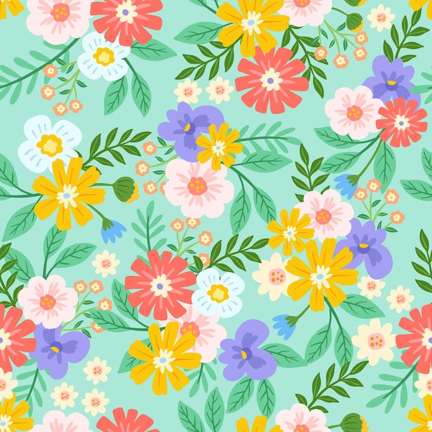 Vintage colorful floral seamless pattern