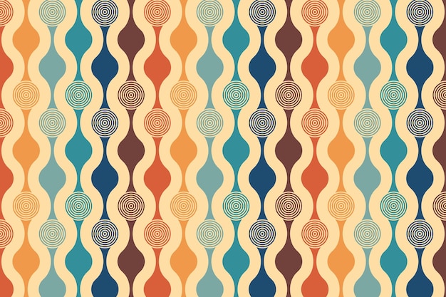 Vector vintage colorful nostalgic seamless pattern nostalgia circles background vector art