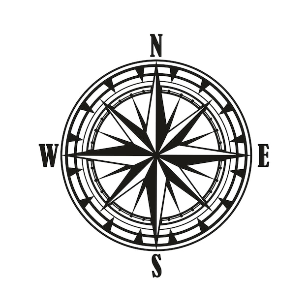 Vintage compass wind rose icon