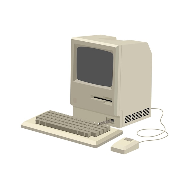 Vintage computer mockups illustration