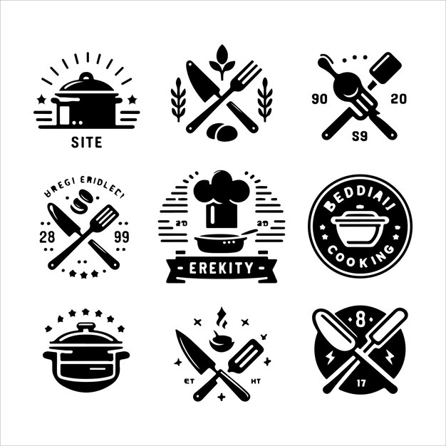 Vector vintage cooking logos badges silhouette vector