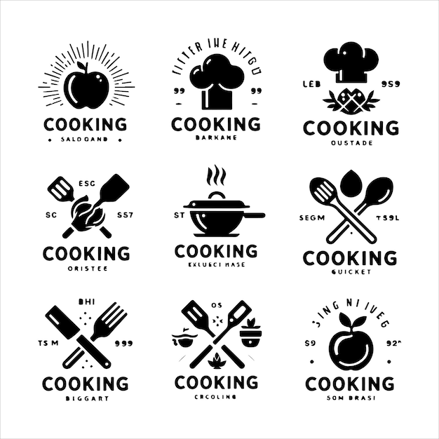 Vector vintage cooking logos badges silhouette vector