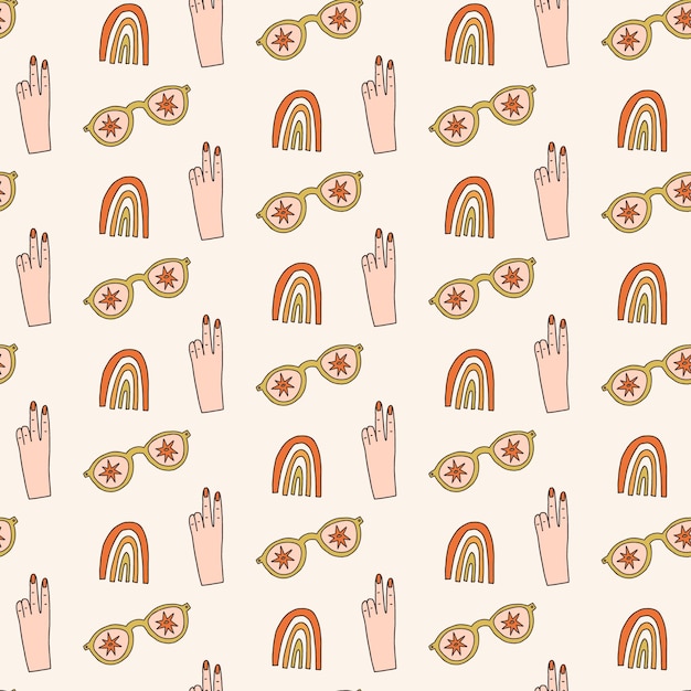 Vintage cool vibes seamless pattern