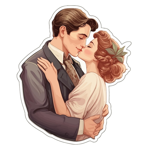 Vintage couple romantic sticker