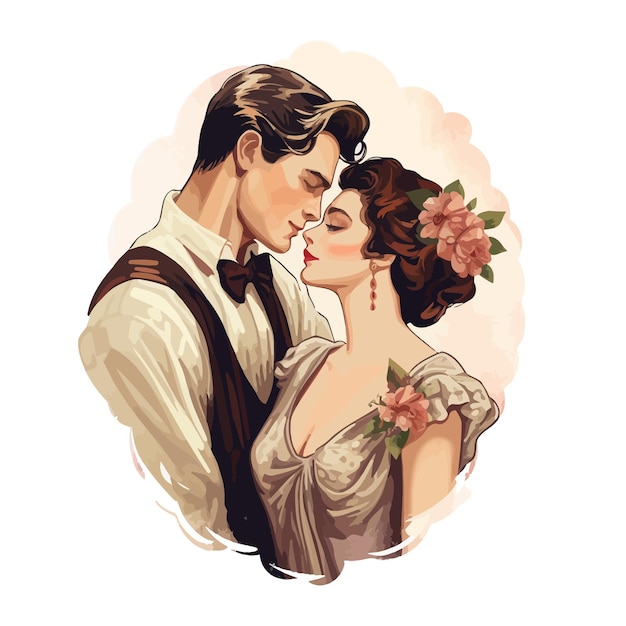 vintage couple romantic sticker