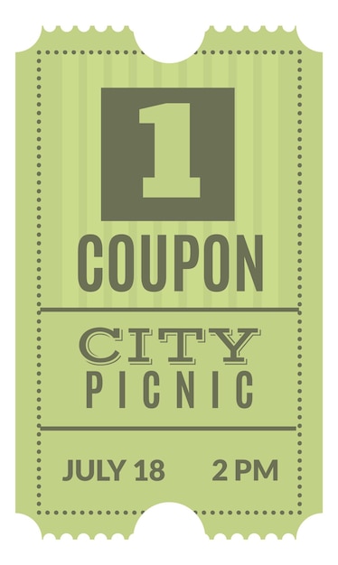 Vintage coupon template city picnic retro ticket