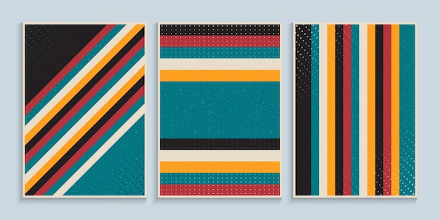 복고풍 색상의 줄무늬가 있는 빈티지 커버 디자인 컬렉션