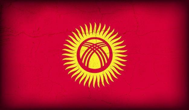 Vintage crack textured effect vector kyrgyzstan flag design