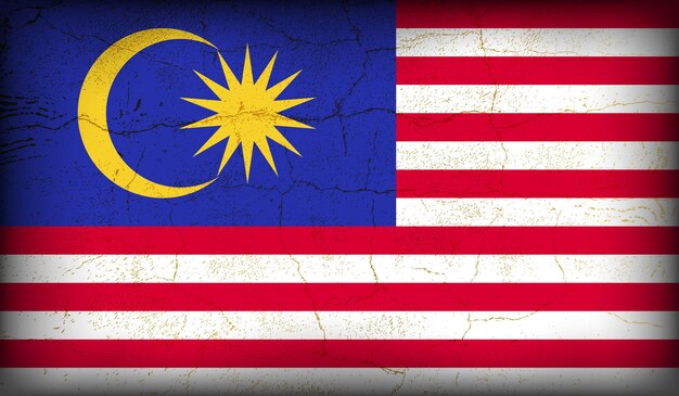Вектор Винтажный эффект трещины с текстурой вектора дизайна флага малайзии