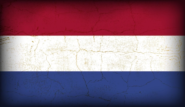 Vector vintage crack textured vector netherlands flag design