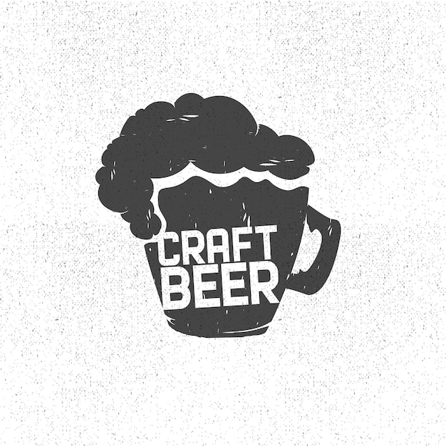 Vintage Craft Beer-logo en labelontwerpsjabloon