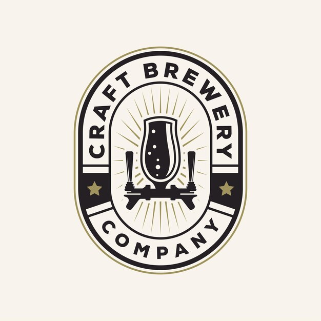 vintage craft brewery emblem, label, badge logo