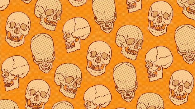 Vintage creepy skull pattern. seamless vector pattern.