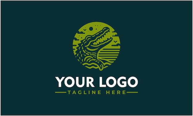 Винтажный логотип крокодила Вектор Стильный дизайн рептилии для сильной деловой идентичности