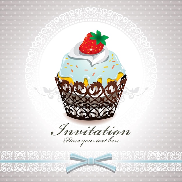 Vector vintage cup cake poster design