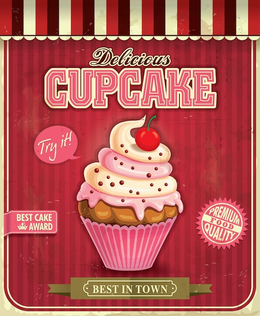 Disegno del manifesto di cupcake vintage