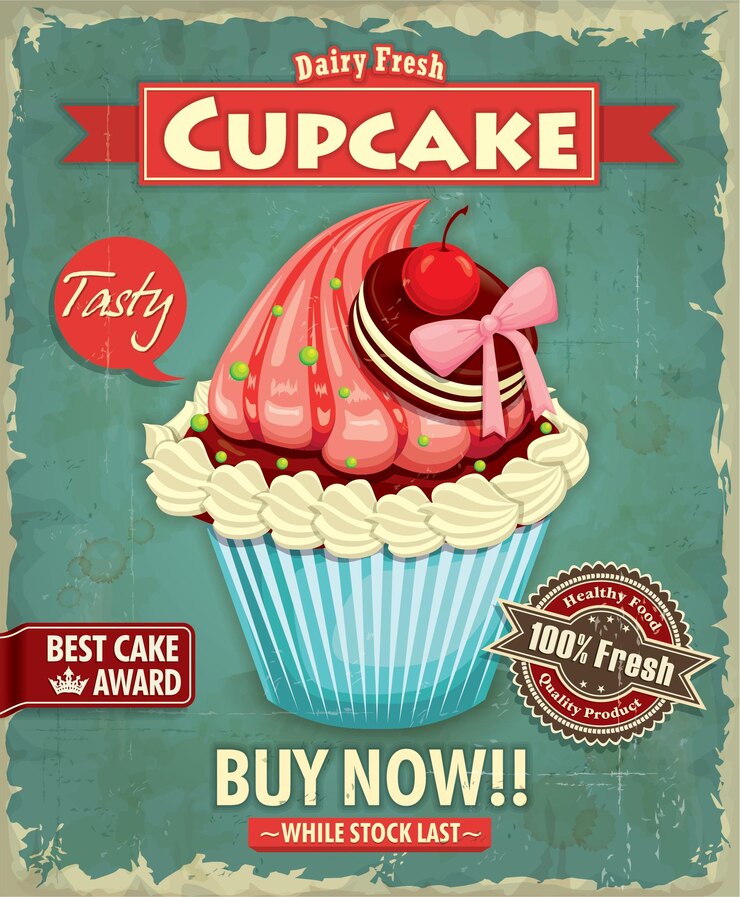 Vintage Cupcake poster design