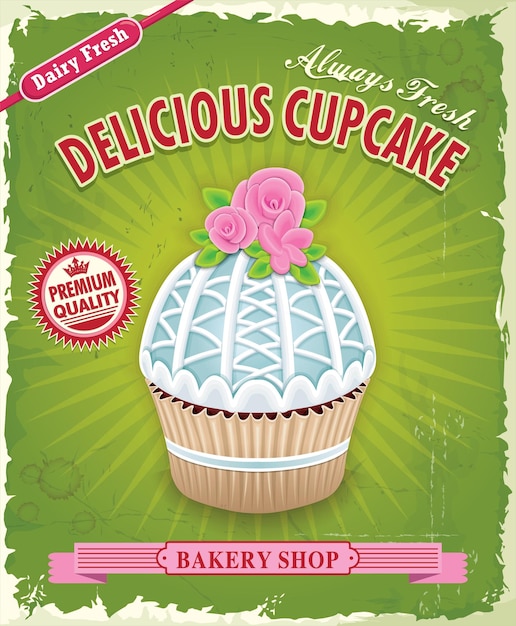 Vector vintage cupcake poster design