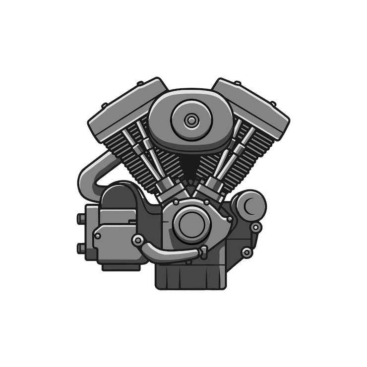 Vector vintage custom motorcycle engine chopper engine illustration