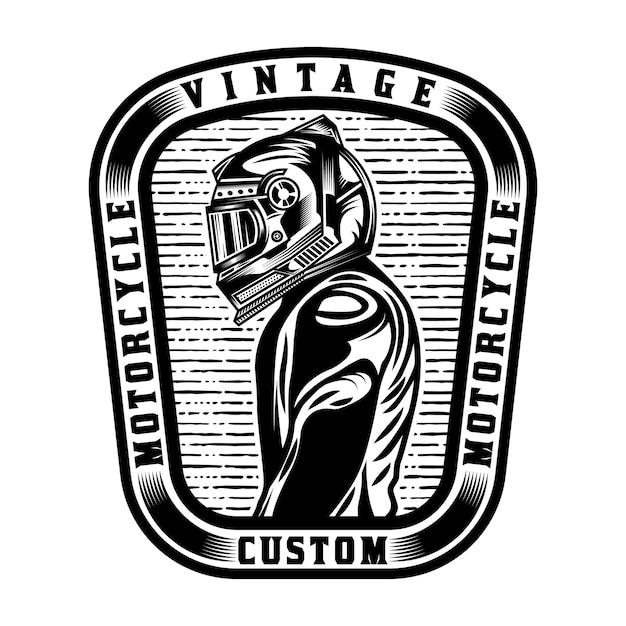 Vintage Custom Motorcycle Helmet Badge Design