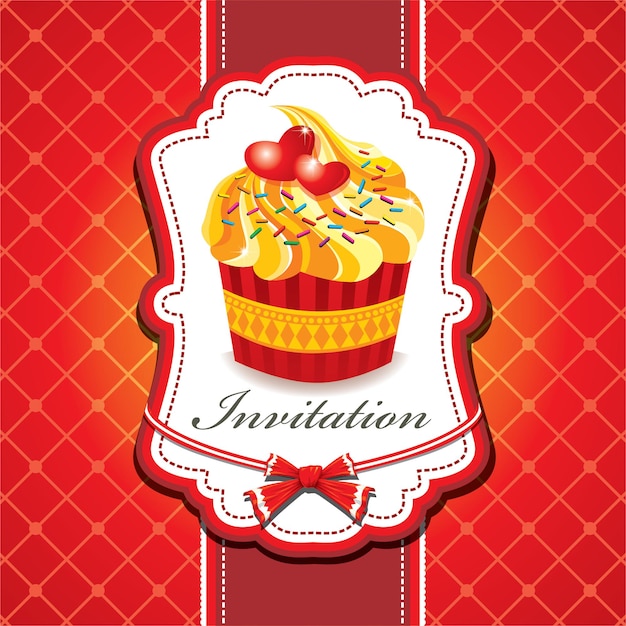 Vector vintage cute cupcake poster