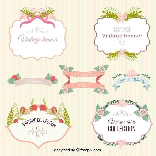 vintage cute floral labels