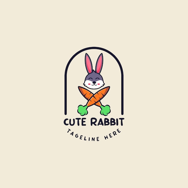 Vintage cute rabbit logo design illustration for company and community logo