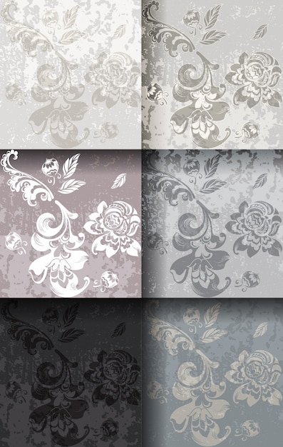 Vintage damask pattern set