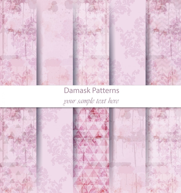 Vintage damask patterns set