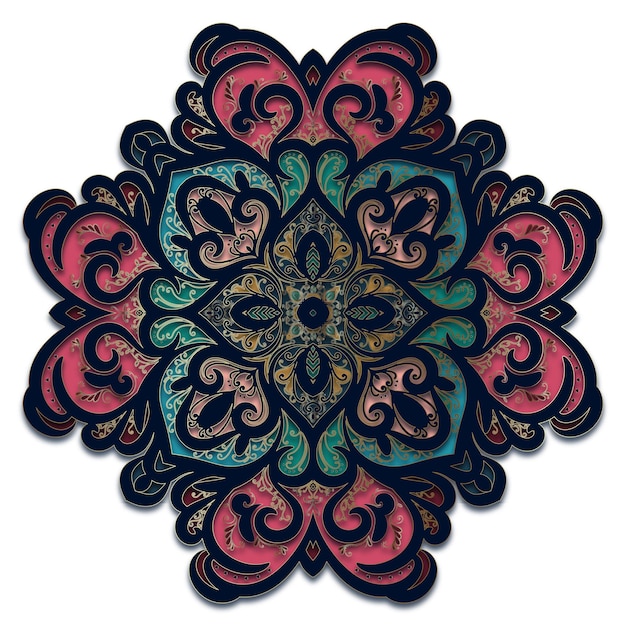Vintage Dark Color Geometric Mandala Pattern