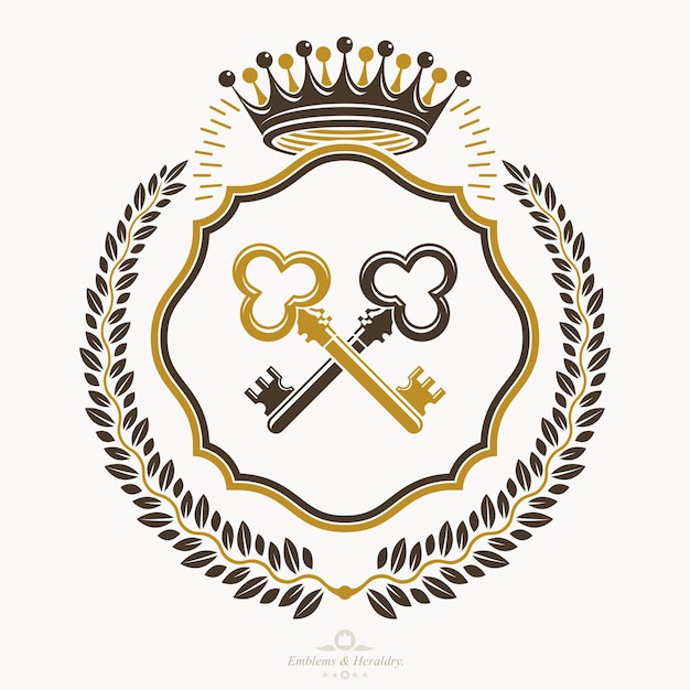 Vintage decoratieve embleem samenstelling, heraldische vector.